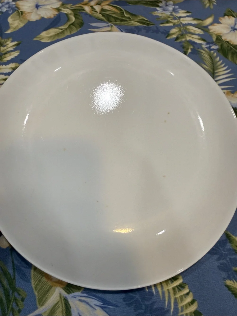 Four Corelle White Dinner Plates with Apricot pattern